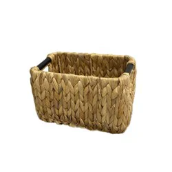 Small Basket With Water Hyacinth Metal & Wood