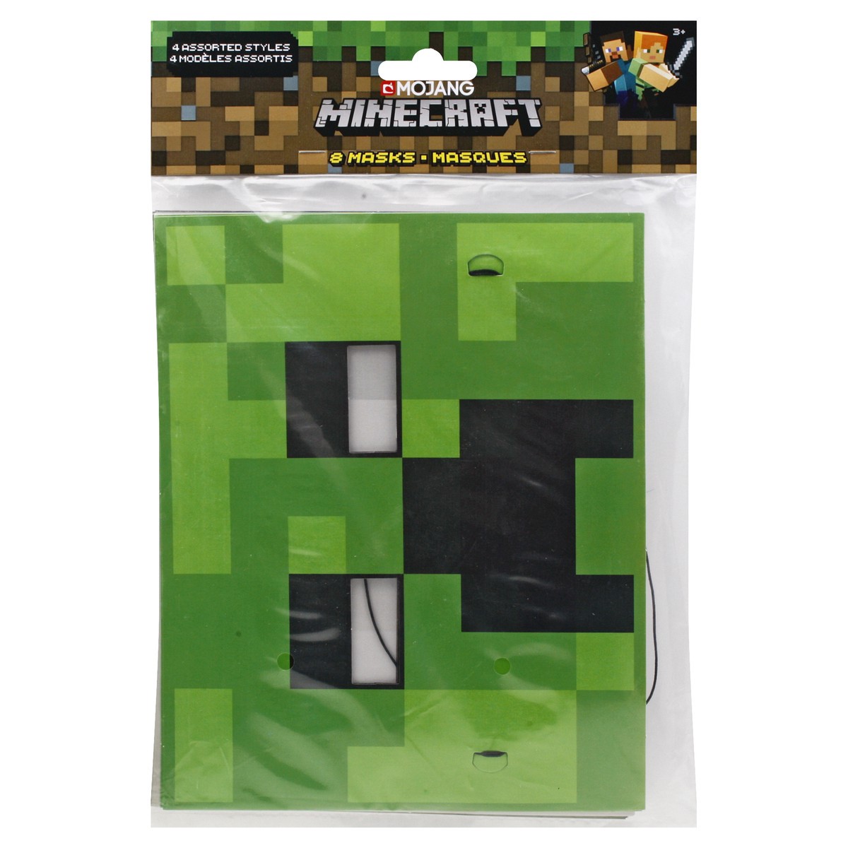 slide 1 of 9, Unique 4 Assorted Styles MineCraft Masks 8 ea, 8 ct