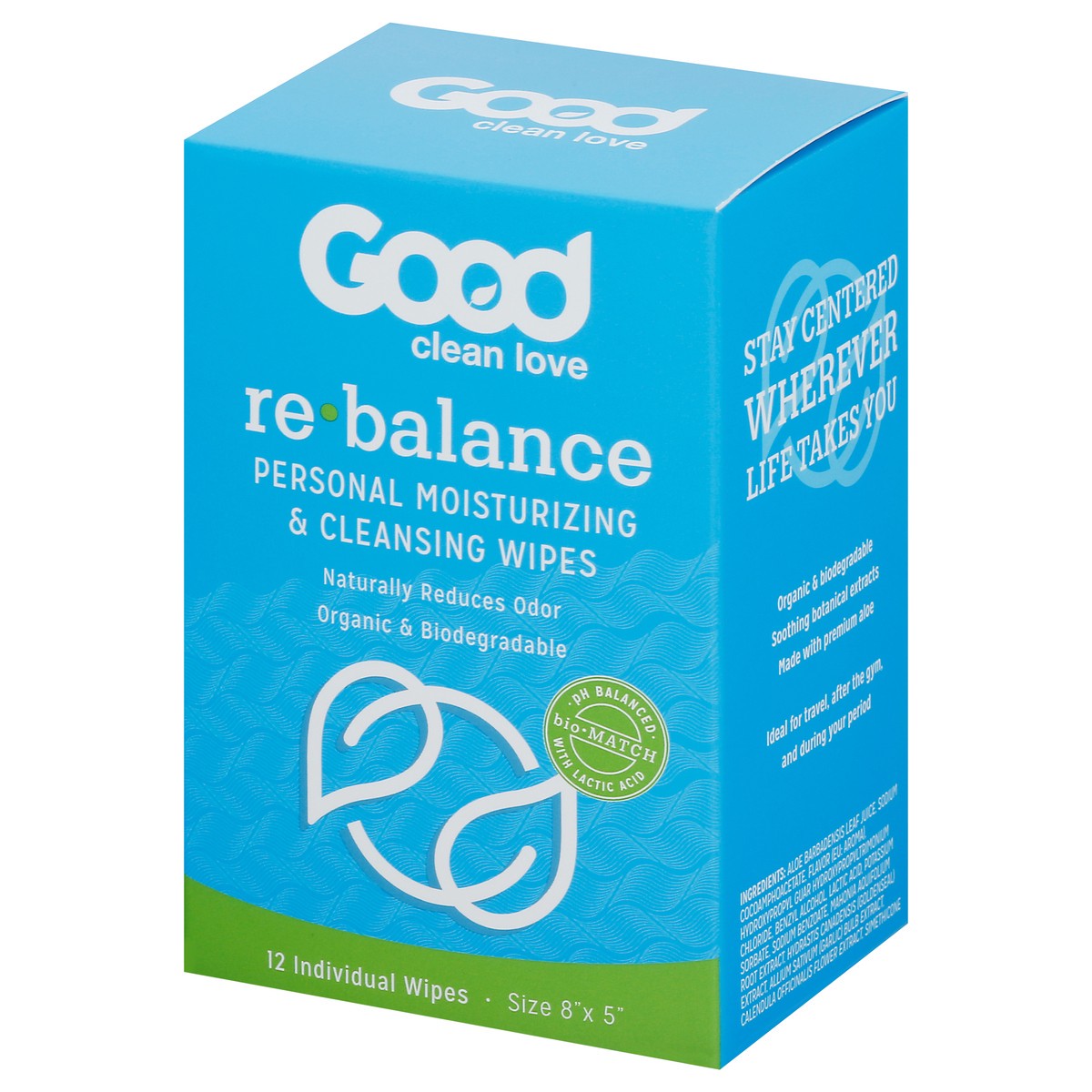 slide 3 of 9, Good Clean Love Re-balance Personal Moisturizing Cleansing Wipes 12 ea, 12 ct