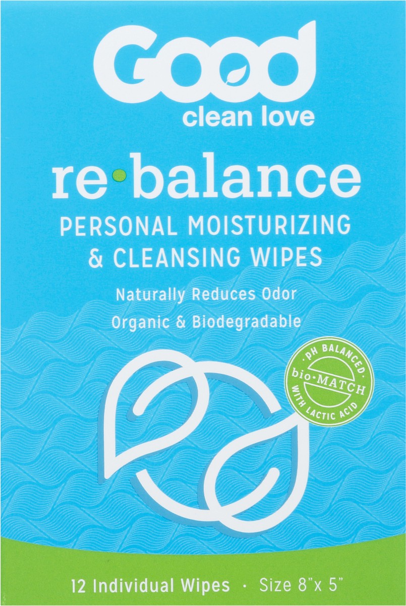 slide 6 of 9, Good Clean Love Re-balance Personal Moisturizing Cleansing Wipes 12 ea, 12 ct