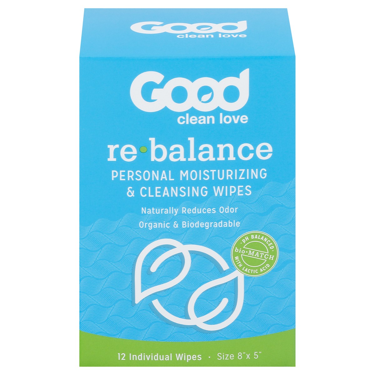 slide 1 of 9, Good Clean Love Re-balance Personal Moisturizing Cleansing Wipes 12 ea, 12 ct