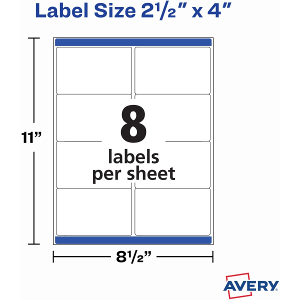 slide 5 of 8, Avery Shipping Labels With Trueblock Technology, 5815, 4"W X 2-1/2"D, White, Pack Of 200 Labels, 200 ct