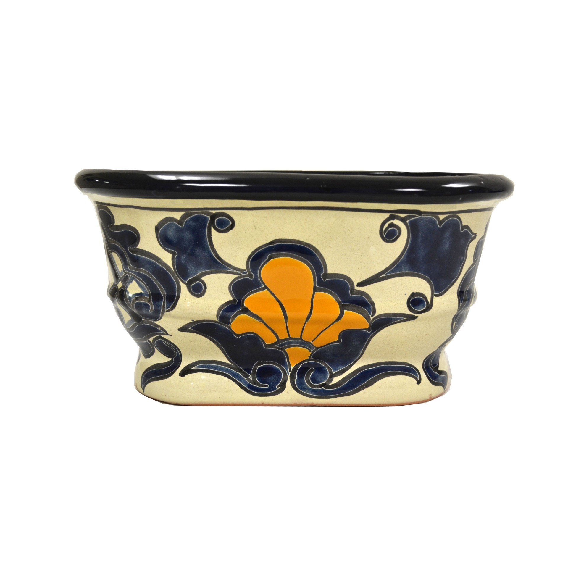 slide 1 of 1, Blue Orange Pottery Leonesa Oval Milan Talavera Planter, 1 ct