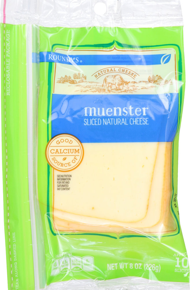 slide 2 of 2, Roundy's Roundys Natural Sliced Muenster Cheese, 8 oz