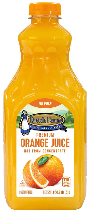 slide 1 of 1, Dutch Farms Orange Juice No Pulp, 52 oz