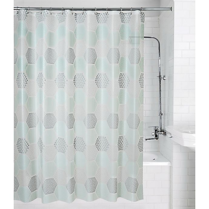 slide 1 of 1, Allure Home Creation Hexagon PEVA Shower Curtain - Teal/Grey, 1 ct