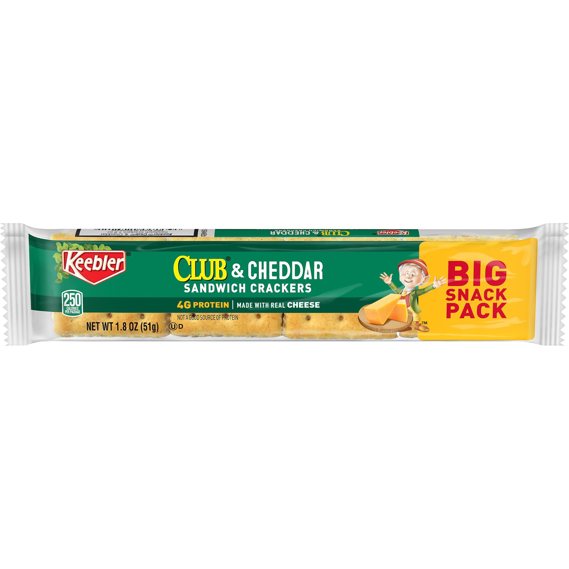 slide 1 of 6, Keebler Sandwich Crackers, Single Serve Snack Crackers, Office and Kids Snacks, Club and Cheddar, 1.8oz Pack, 1 Pack, 1.8 oz