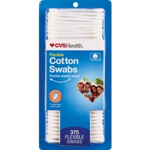 slide 1 of 1, CVS Health Cotton Swabs Plastic Sticks Double Tipped, 375 ct