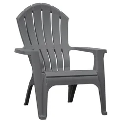 Adams PATIO RealComfort Stackable Charcoal Resin Frame Stationary Adirondack Chair with Slat Seat