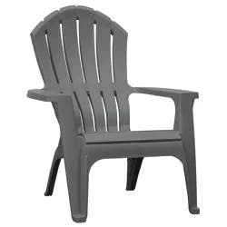 Adams PATIO RealComfort Stackable Charcoal Resin Frame Stationary Adirondack Chair with Slat Seat