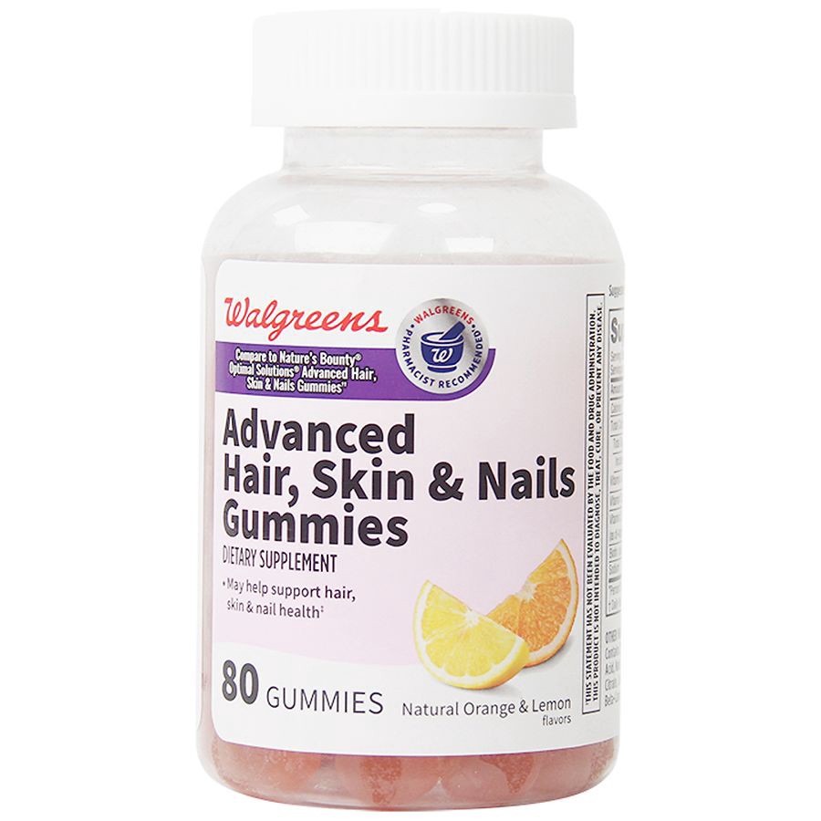slide 1 of 1, Walgreens Advanced Hair, Skin & Nails Gummies, 80 ct