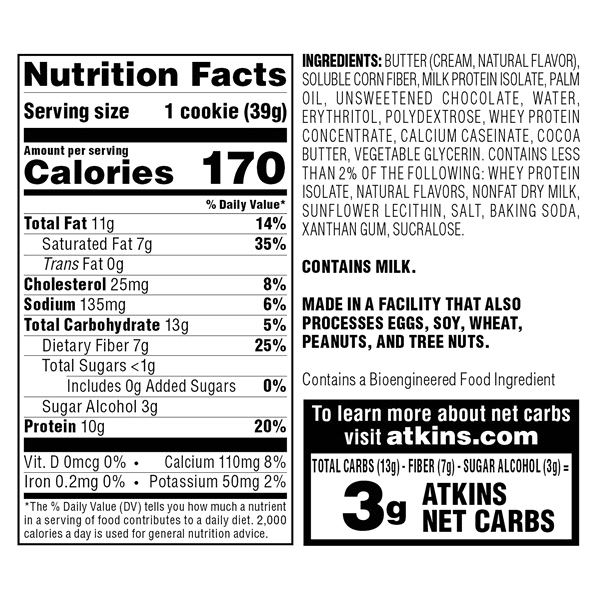 slide 3 of 5, Atkins Chocolate Chip Protein Snack Cookies, 5.5 oz
