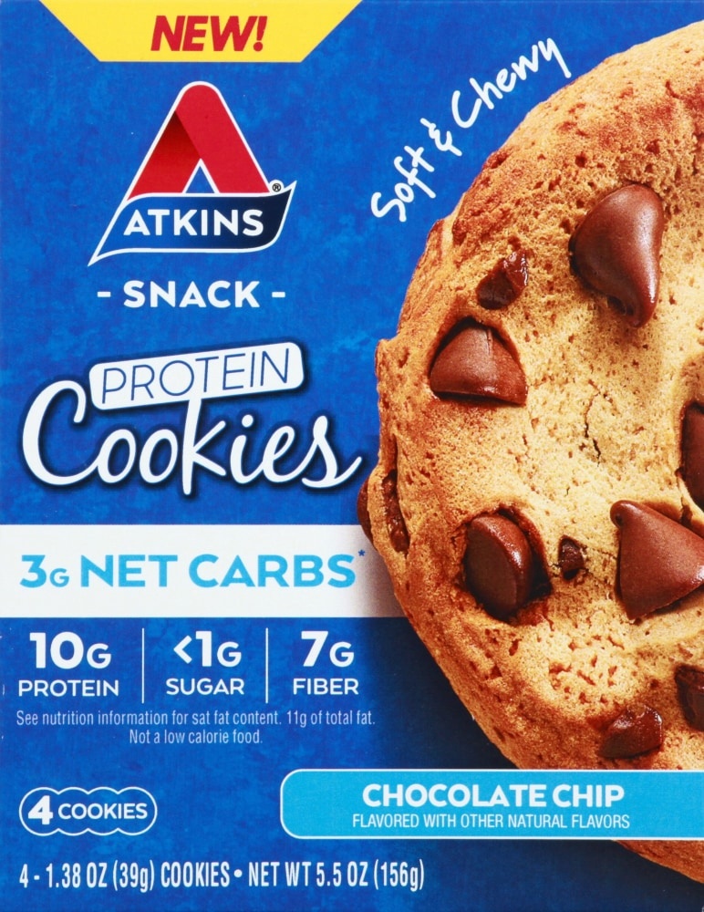 slide 1 of 1, Atkins Chocolate Chip Protein Snack Cookies, 4 ct