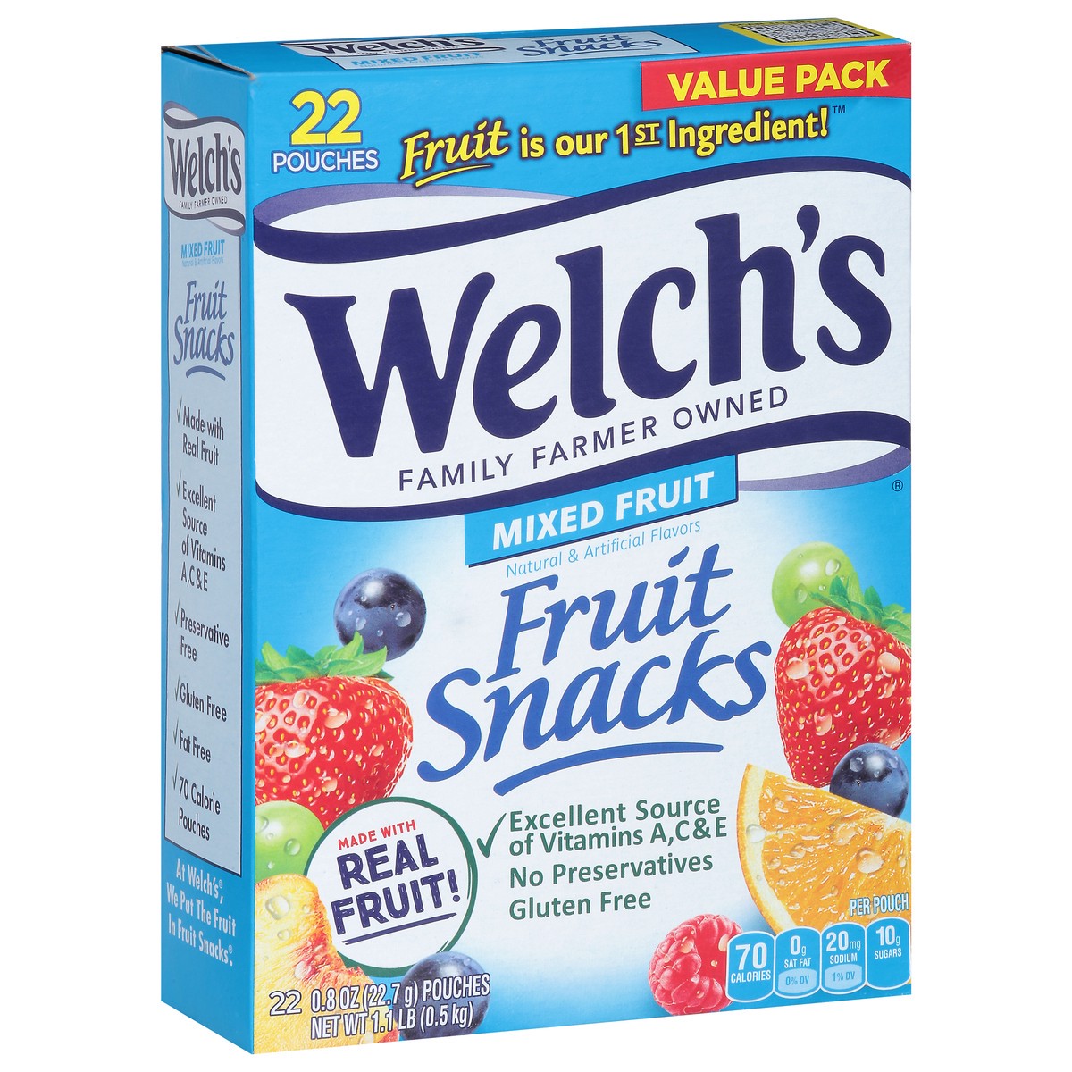 slide 2 of 9, Welch's Mixed Fruits Fruit Snacks 0.8oz Pouches - 22ct Box, 22 ct