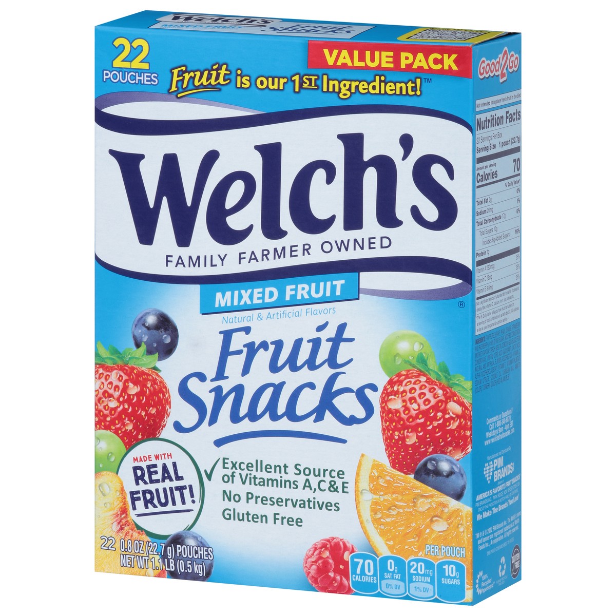 slide 3 of 9, Welch's Mixed Fruits Fruit Snacks 0.8oz Pouches - 22ct Box, 22 ct