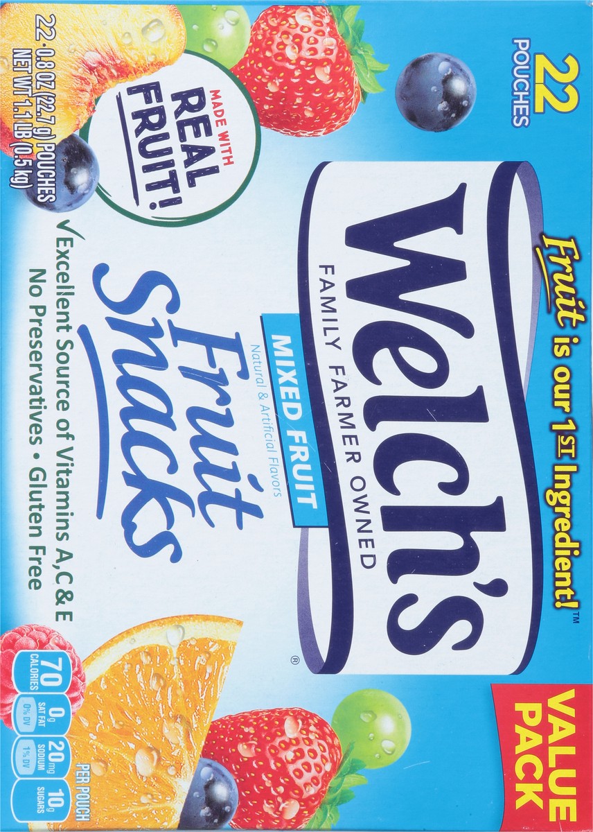slide 5 of 9, Welch's Mixed Fruits Fruit Snacks 0.8oz Pouches - 22ct Box, 22 ct