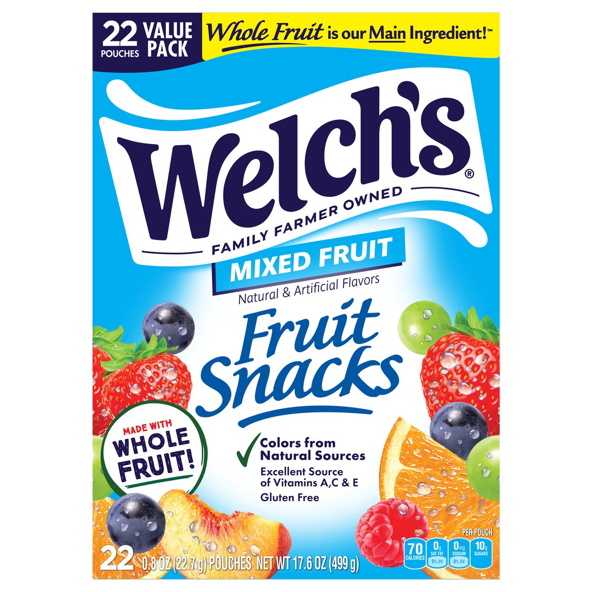 slide 1 of 9, Welch's Fruit Snacks Mixed Fruit, 22 ct / 0.8 oz, 17 oz