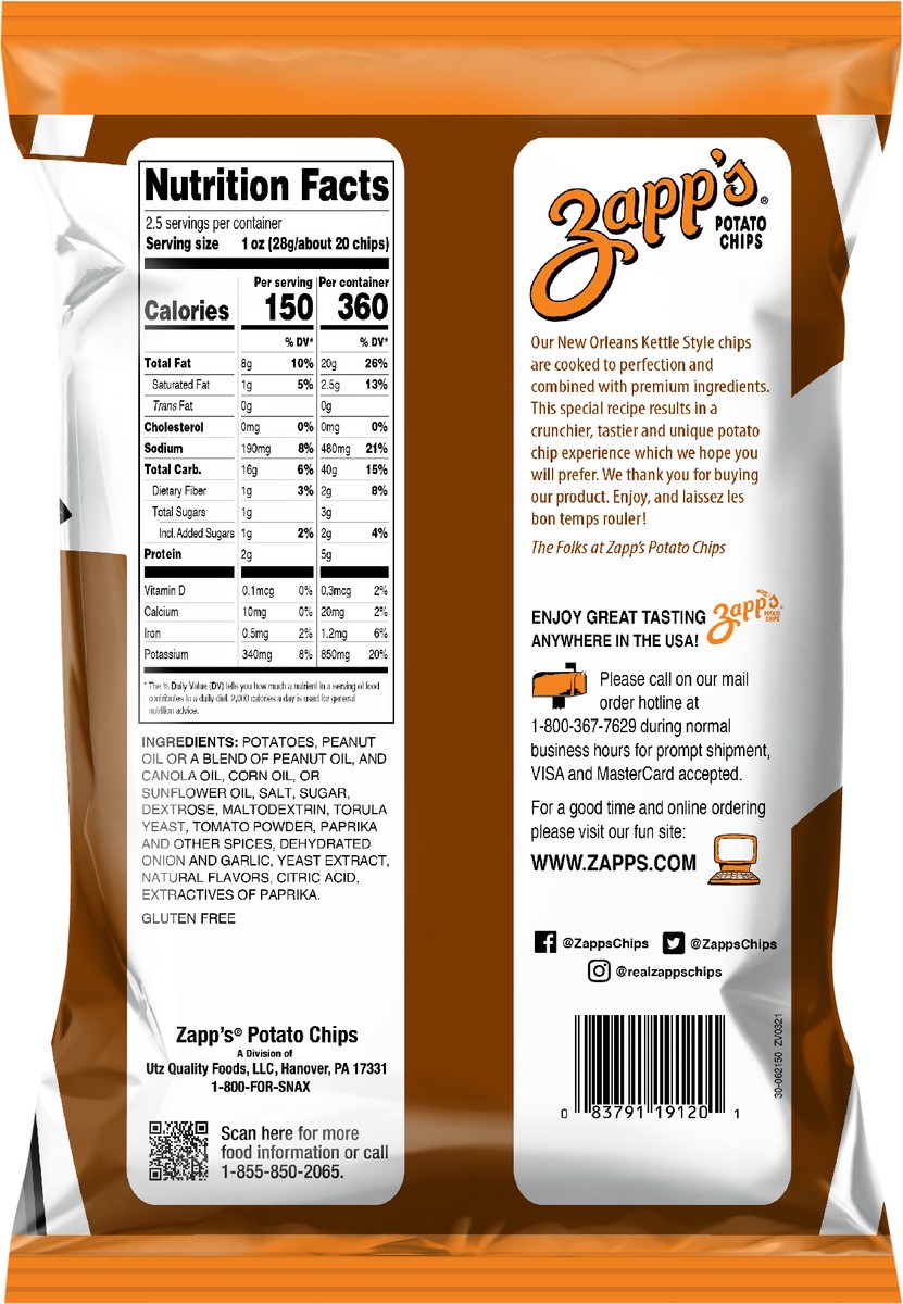 slide 8 of 12, Zapp's 2.5 oz Zapp's Mesquite Bar-B-Que New Orleans Kettle Style Potato Chips, 2.5 oz