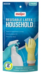 Meijer Reusable Latex Household Gloves Med 2 Pr