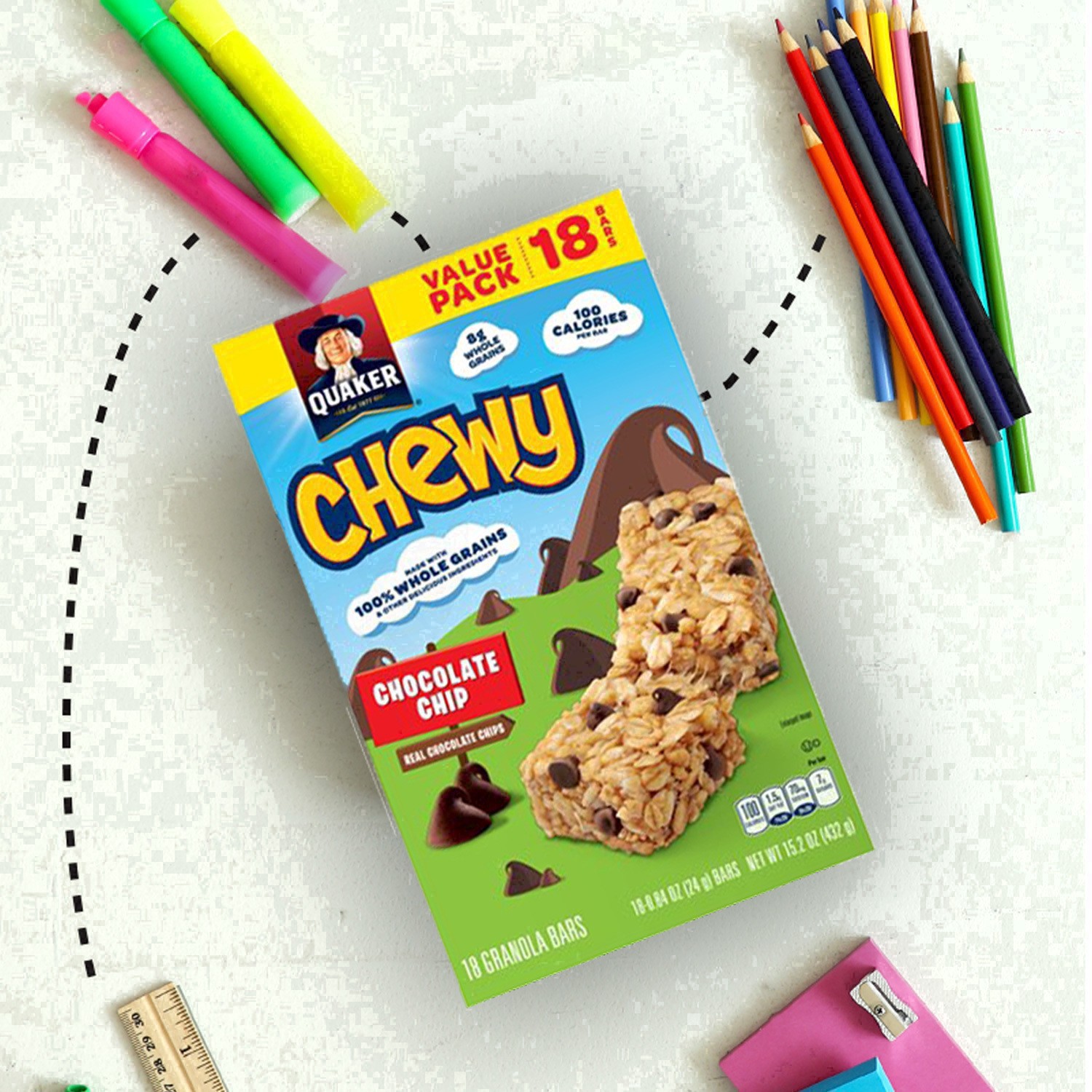 slide 58 of 111, Quaker Granola Bars, Chocolate Chip, Value Pack, 18 Pack, 18 ct