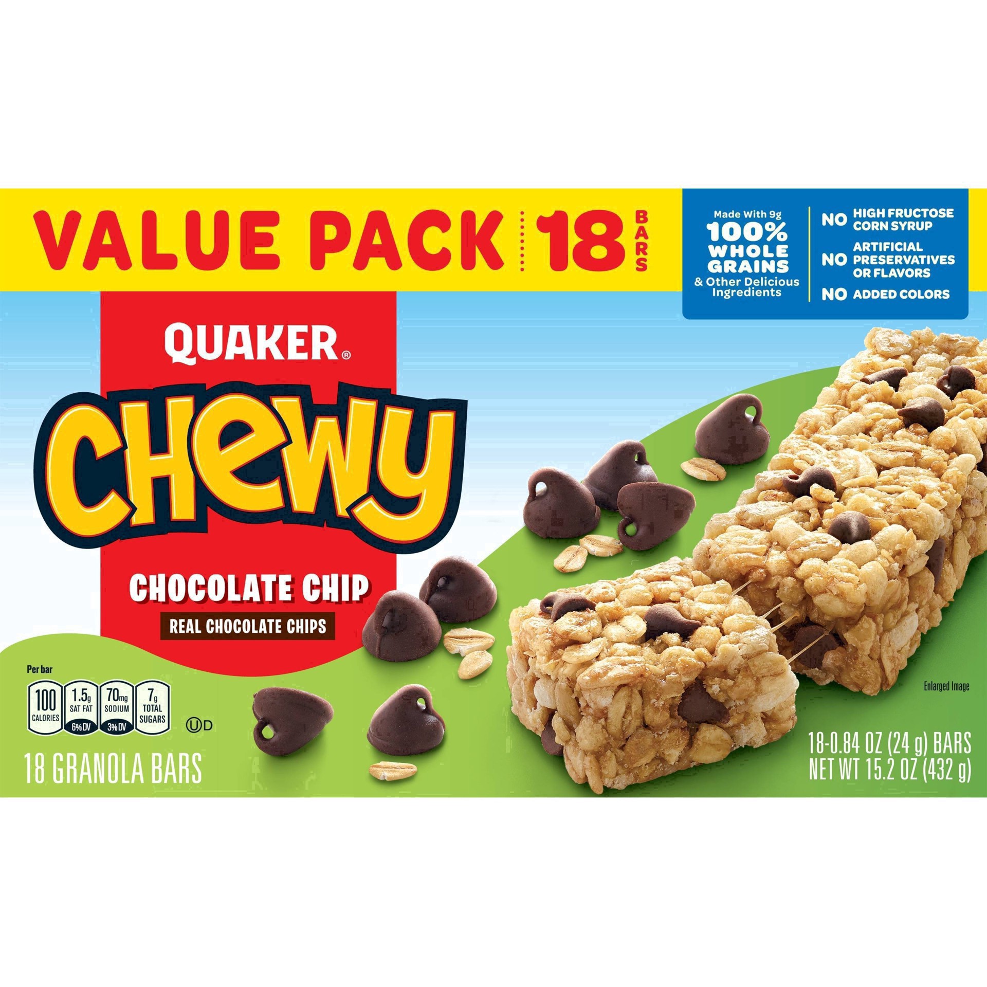 slide 80 of 111, Quaker Granola Bars, Chocolate Chip, Value Pack, 18 Pack, 18 ct