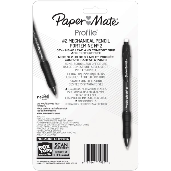 slide 2 of 3, Paper Mate Profile Mechanical Pencil Black.7MM, 4 ct
