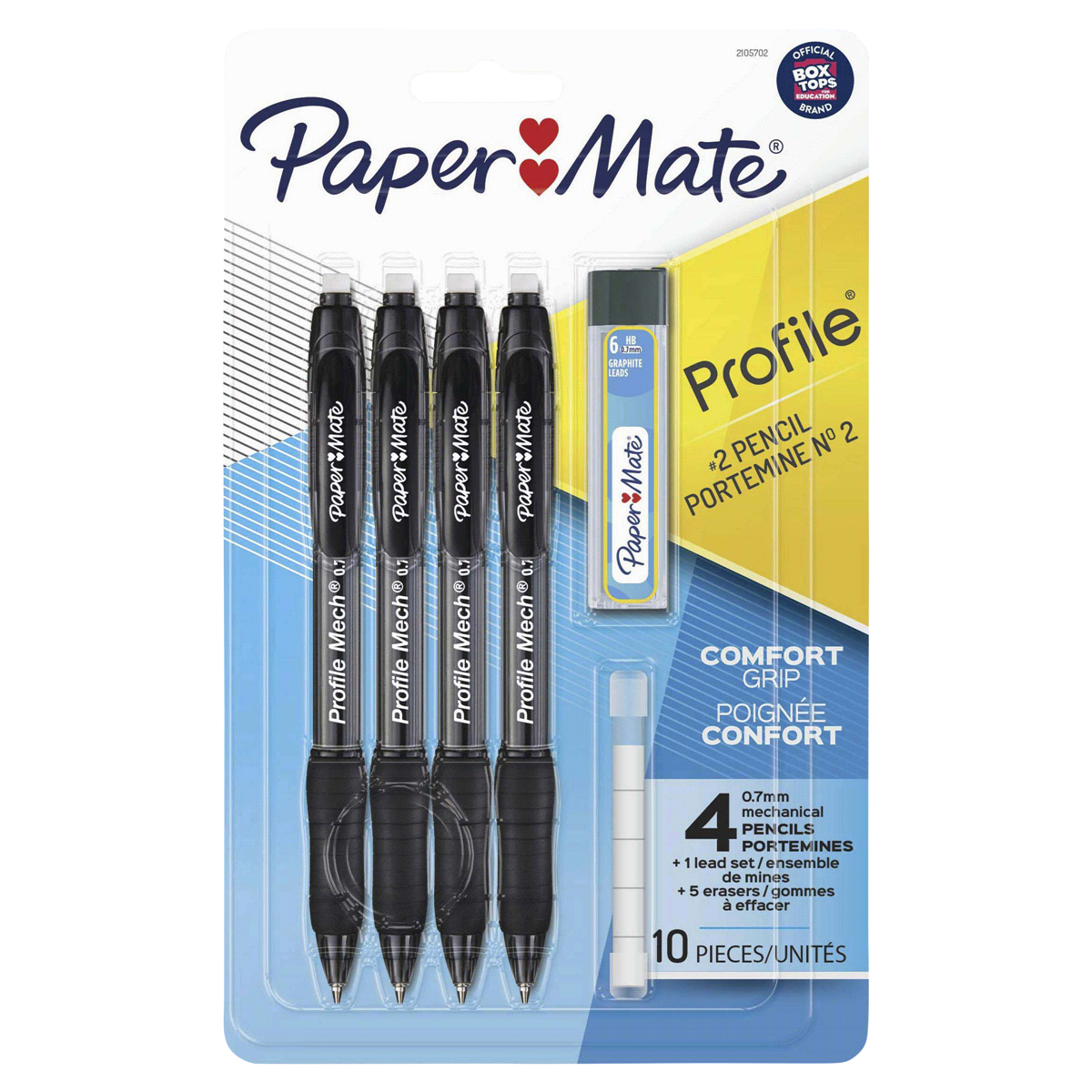 slide 1 of 1, Paper Mate Profile Mechanical Pencil Black.7MM, 4 ct