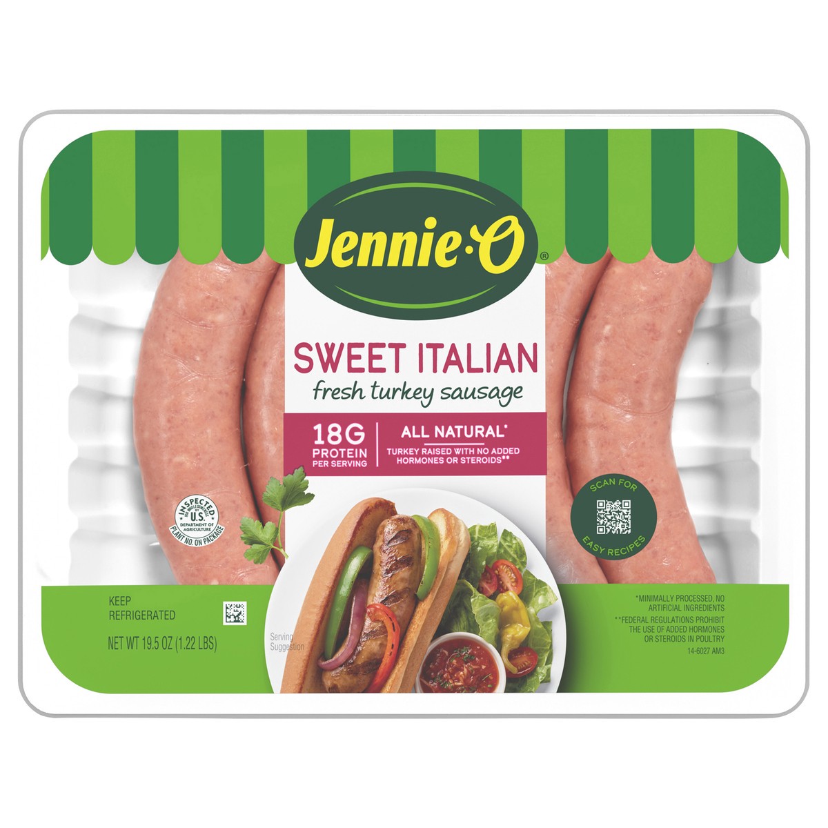 slide 1 of 7, Jennie-O Sweet Italian Turkey Sausage, 19.5 oz