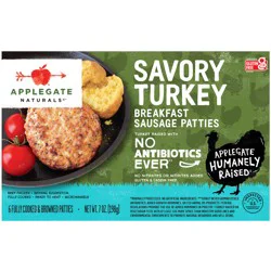 Applegate Natural Savory Turkey Breakfast Sausage Patties (Frozen)