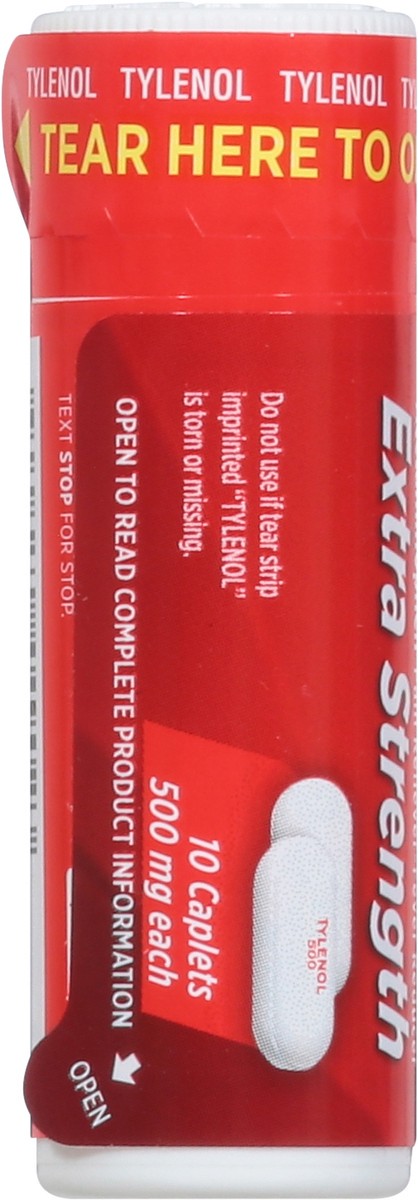 slide 7 of 9, Tylenol Extra Strength Pain Relief Caplets with 500 mg Acetaminophen For Headache, Backache & Menstrual Pain Relief, Pain Reliever & Fever Reducer Medicine, Travel Size, 10 ct, 10 ct