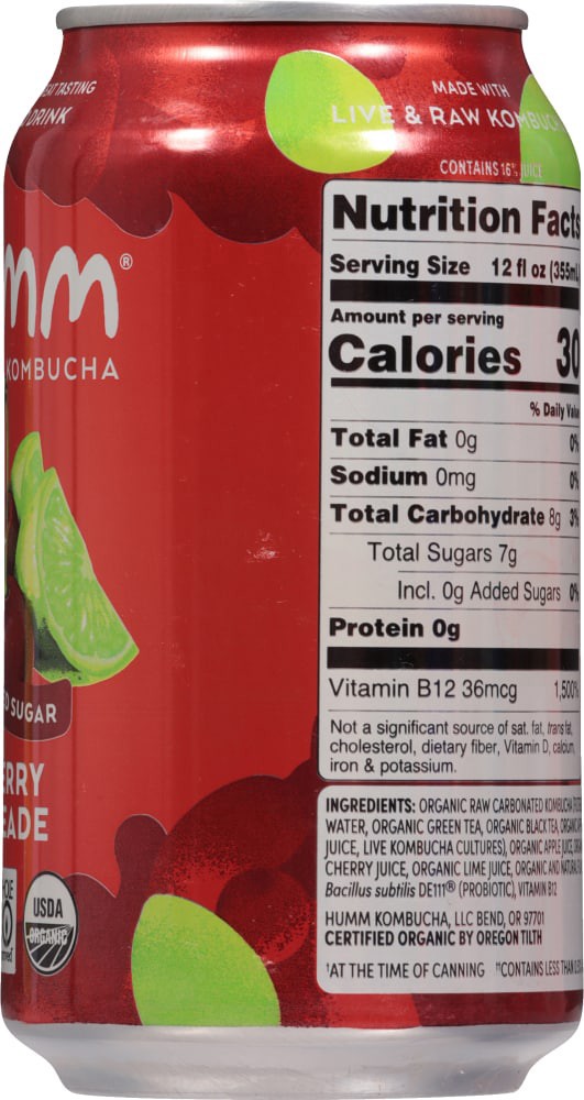 slide 4 of 4, Humm Kombucha Cherry Limeade - 12 OZ, 12 oz