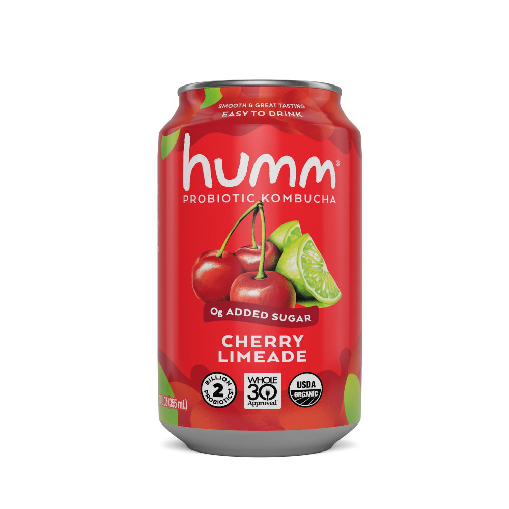 slide 1 of 4, Humm Kombucha Cherry Limeade - 12 OZ, 12 oz
