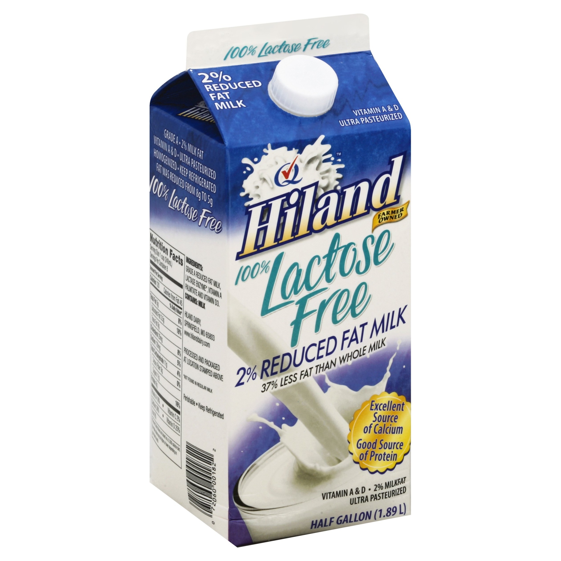 slide 1 of 1, Hiland Dairy Lactose Free 2% Milk, 1/2 gal