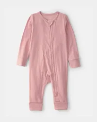 Carters Baby Girl 2-Way Zip PurelySoft Sleep & Play Pajama - Pink Pink 6M