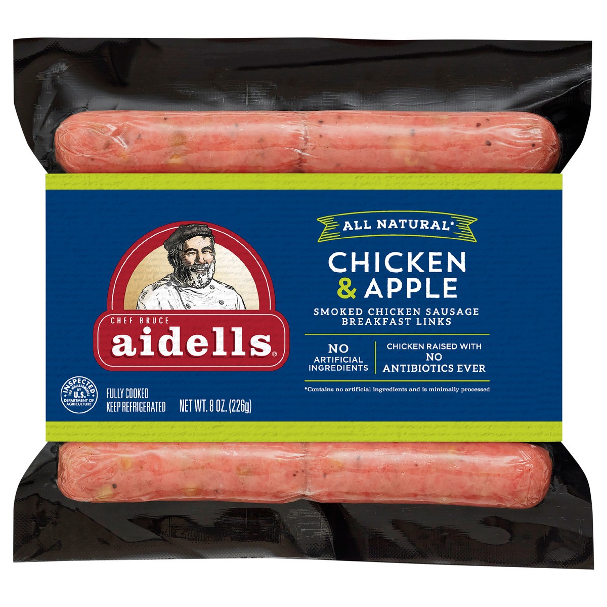 slide 1 of 1, Aidells Smoked Chicken Sausage Breakfast Links, Chicken & Apple, 8 oz