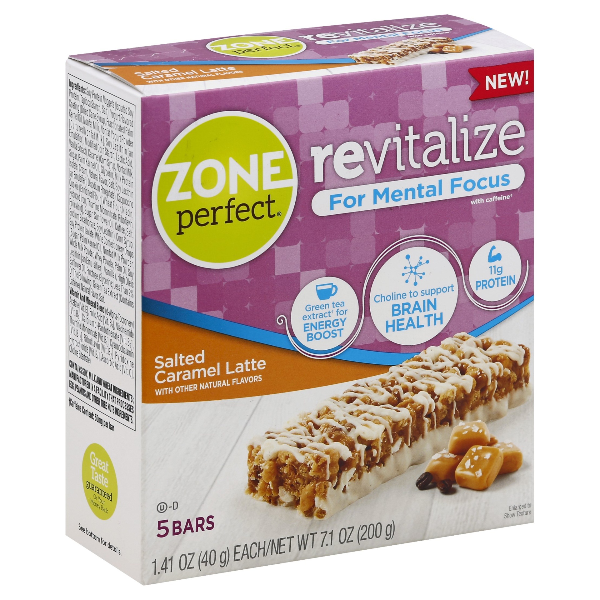 slide 1 of 1, Zone Perfect Revitalize Salted Caramel Latte Bars, 5 ct; 7.1 oz