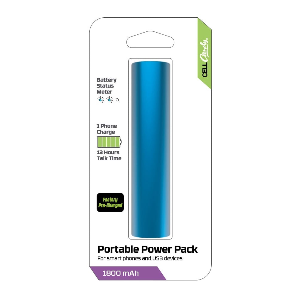 slide 1 of 1, Cellcandy 1800Mah Portable Power Pack - Tropical Blue, 1 ct