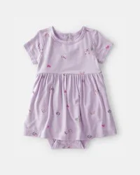 Carters Baby Girl Fairytale Short-Sleeve PurelySoft Bodysuit Dress - Purple Purple 6M