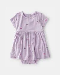 Carters Baby Girl Fairytale Short-Sleeve PurelySoft Bodysuit Dress - Purple Purple 6M