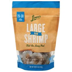 Lowes Foods 26/30 Raw Tail-On Easy Peel Large Shrimp