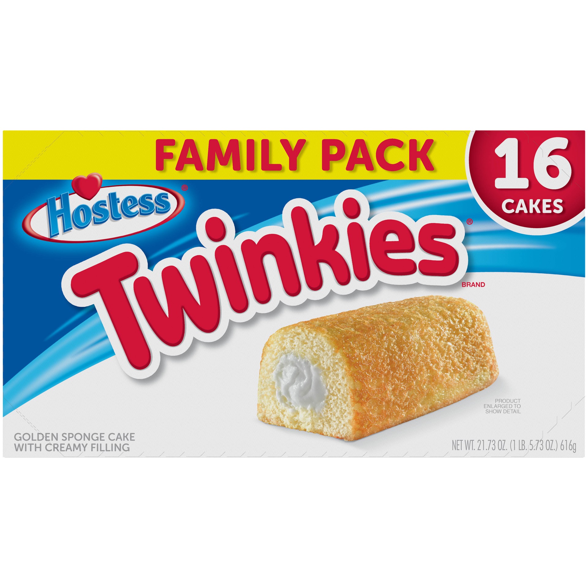 slide 1 of 24, HOSTESS TWINKIES, Golden Sponge Cake, Creamy Filling, Tasty Snack Treat, Family Pack – 16 count / 21.73 oz, 21.73 oz