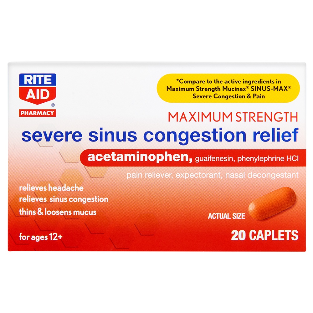 slide 1 of 5, Rite Aid Ra Sinus Max Cong Cap, 20 ct