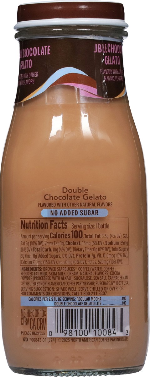 slide 14 of 14, Starbucks Frappuccino Chilled Coffee Drink Lite Double Chocolate Gelato 9.5 Fl Oz, 9.5 fl oz
