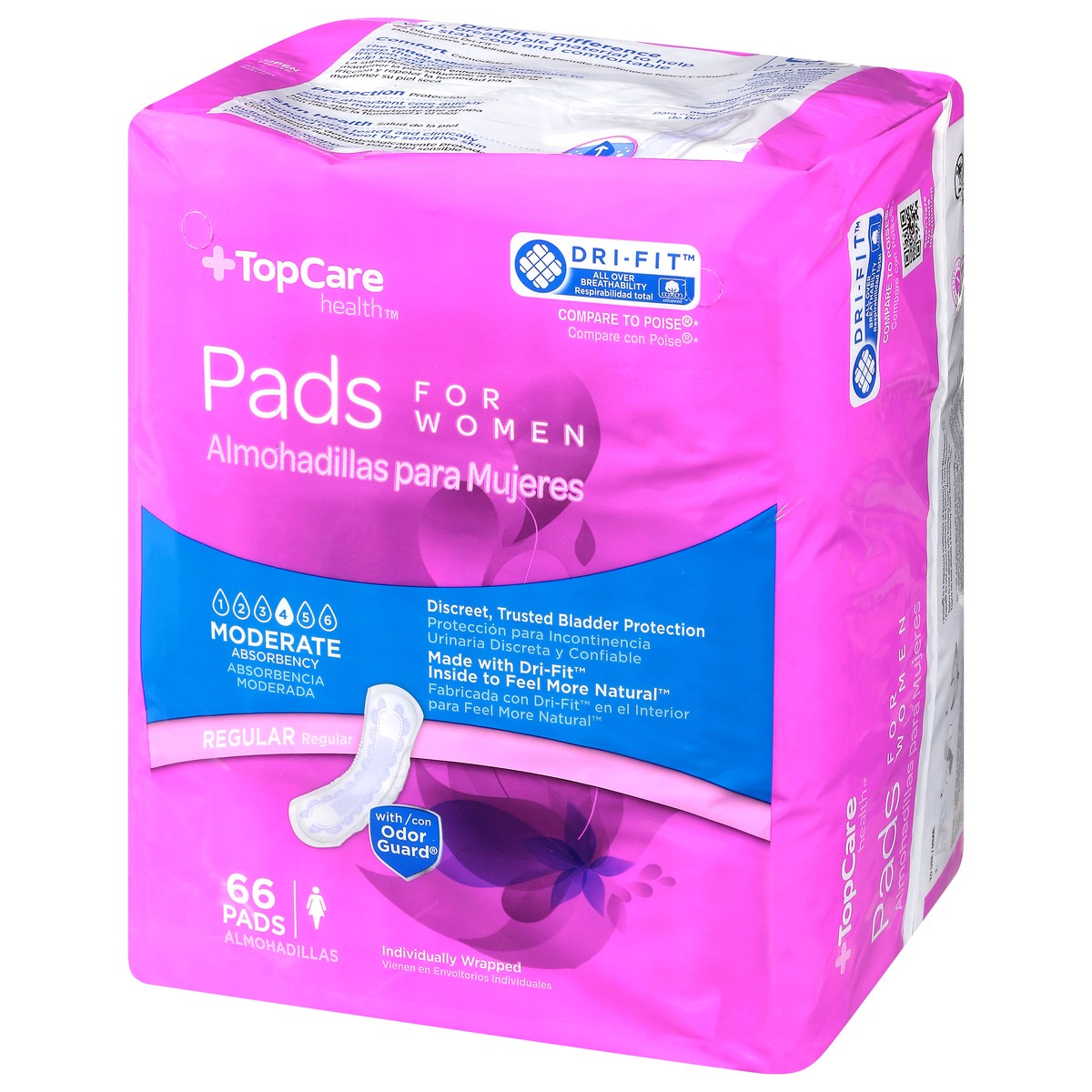 slide 7 of 14, TopCare Health Womens Moderate Regular Pads 66 ea, 66 ea