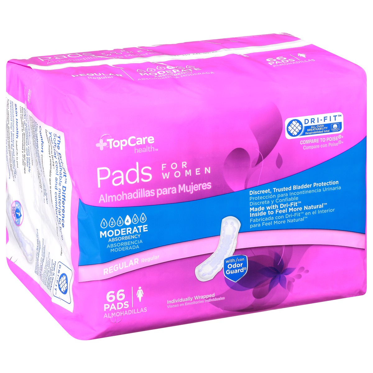 slide 9 of 14, TopCare Health Womens Moderate Regular Pads 66 ea, 66 ea