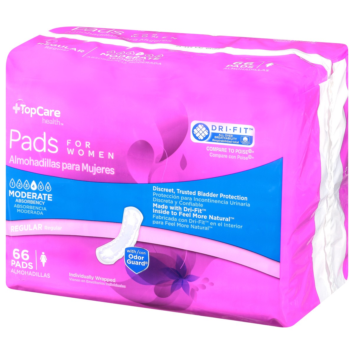 slide 13 of 14, TopCare Health Womens Moderate Regular Pads 66 ea, 66 ea