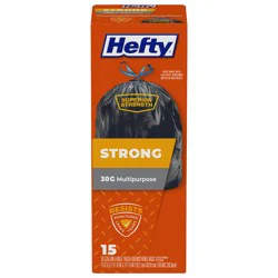 Hefty Strong 30 Gallon Multipurpose Large Drawstring Trash Bags 15 ea