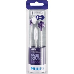 slide 1 of 1, Philips In-Ear Earbud Headphones With Mic, Purple, 1 ct