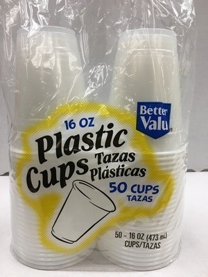 slide 1 of 1, Better Valu Plastic Cups, 50 ct