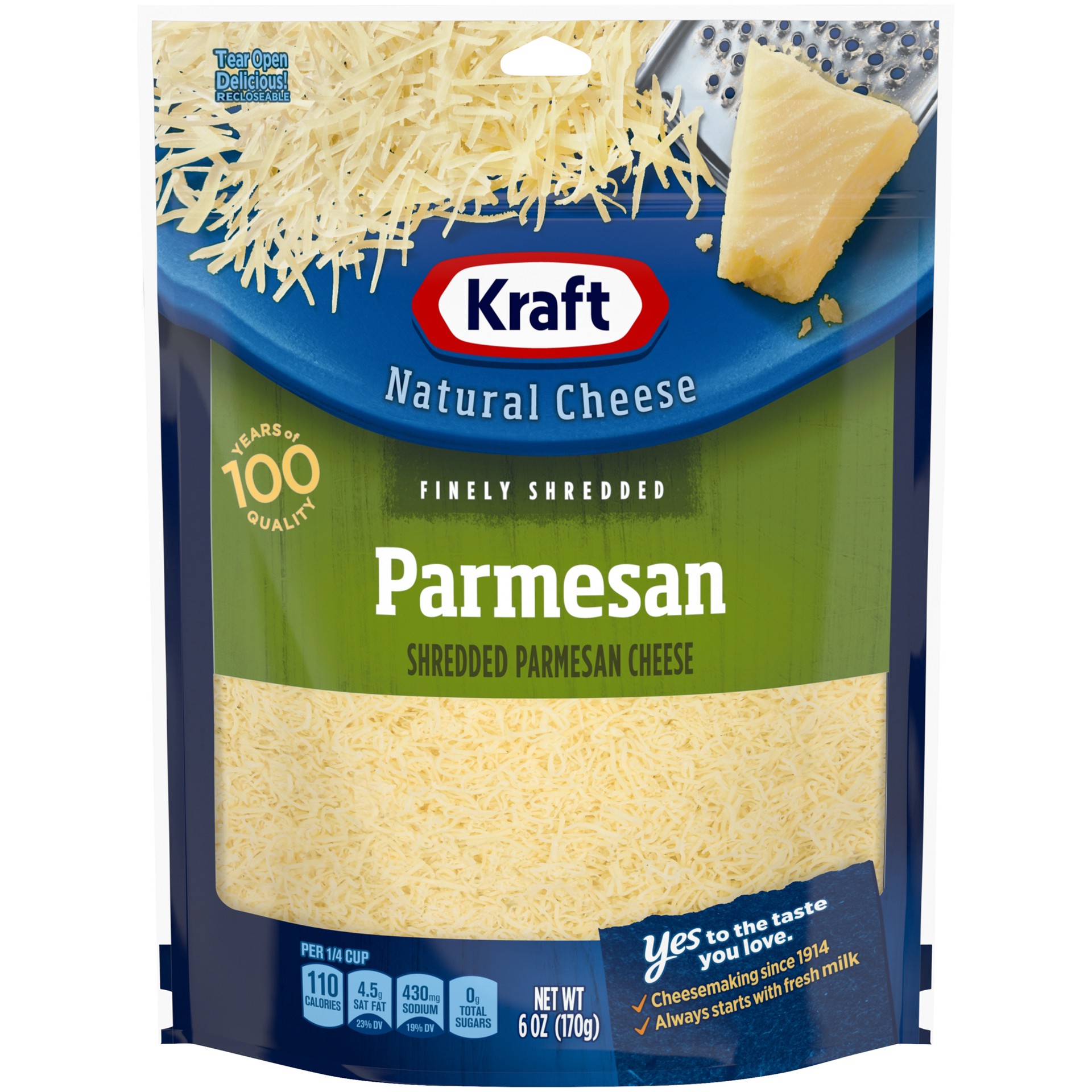 slide 1 of 10, Kraft Finely Shredded Parmesan Cheese, 6 oz